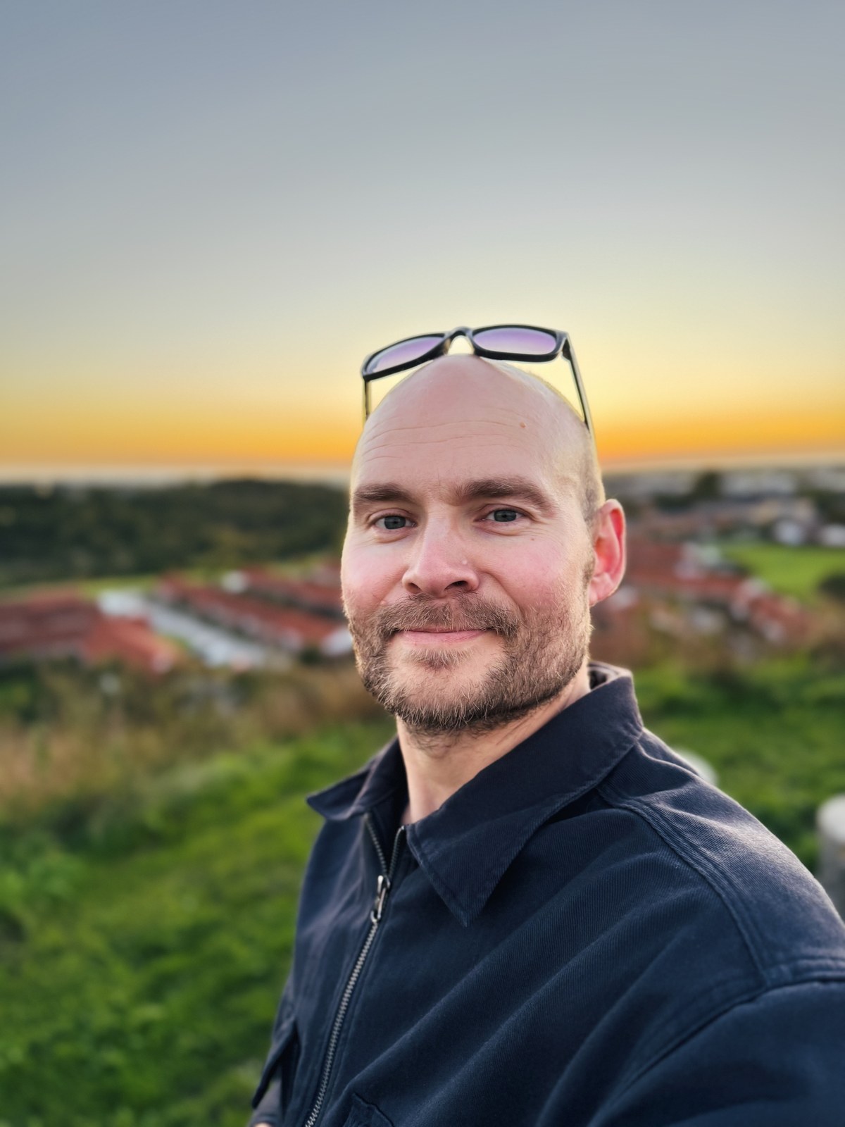 Lasse outdoors at sunset